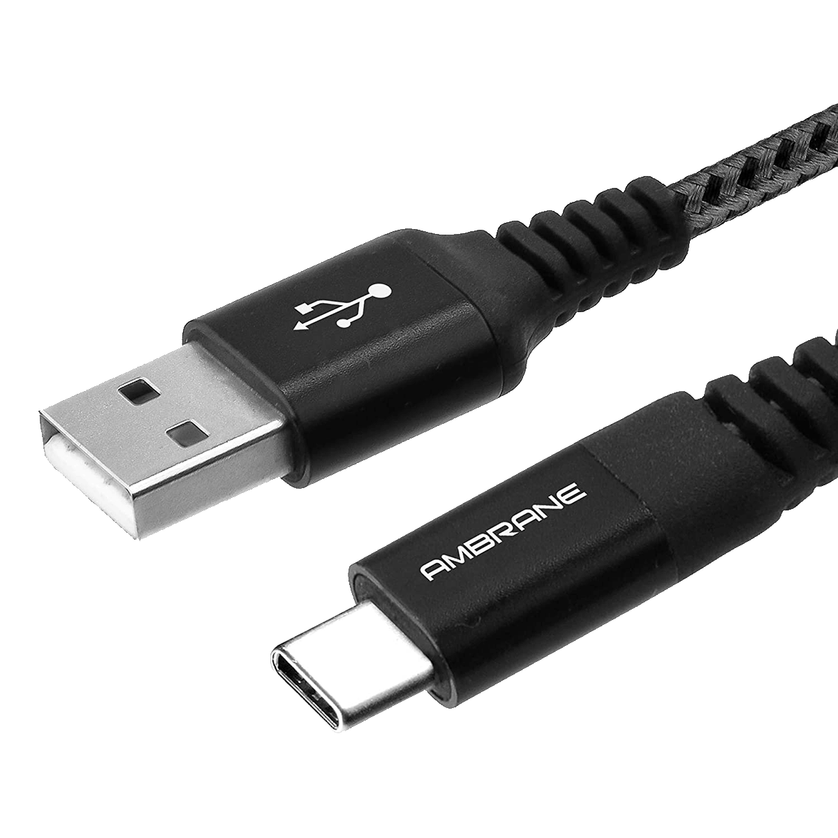 ambrane - ambrane Braided 1.5 meters USB 1.0 to USB Type-C Data Transfer and Charging Cable (RCT-15, Black)