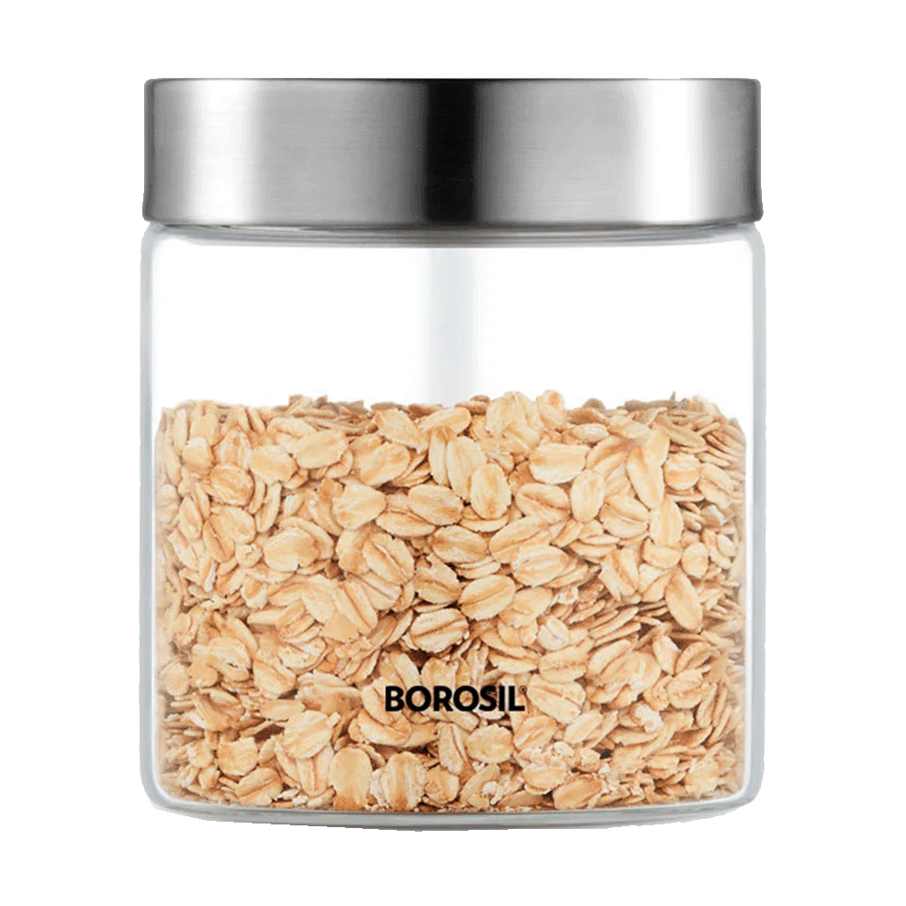 Borosil - Borosil Endura 0.6 Litres Stainless Steel Lid Jar (BVVGJRSS600, Transparent)