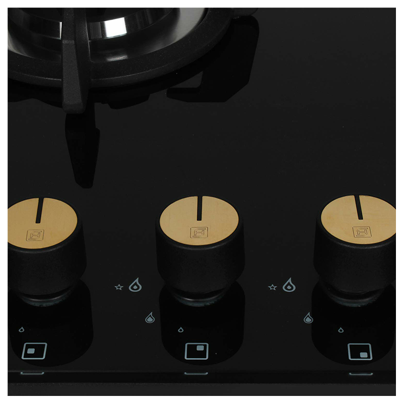 

Faber Maxus 3 Burner Tempered Black Glass Built-in Gas Hob (HT603 CRS BR CI AI, Black)