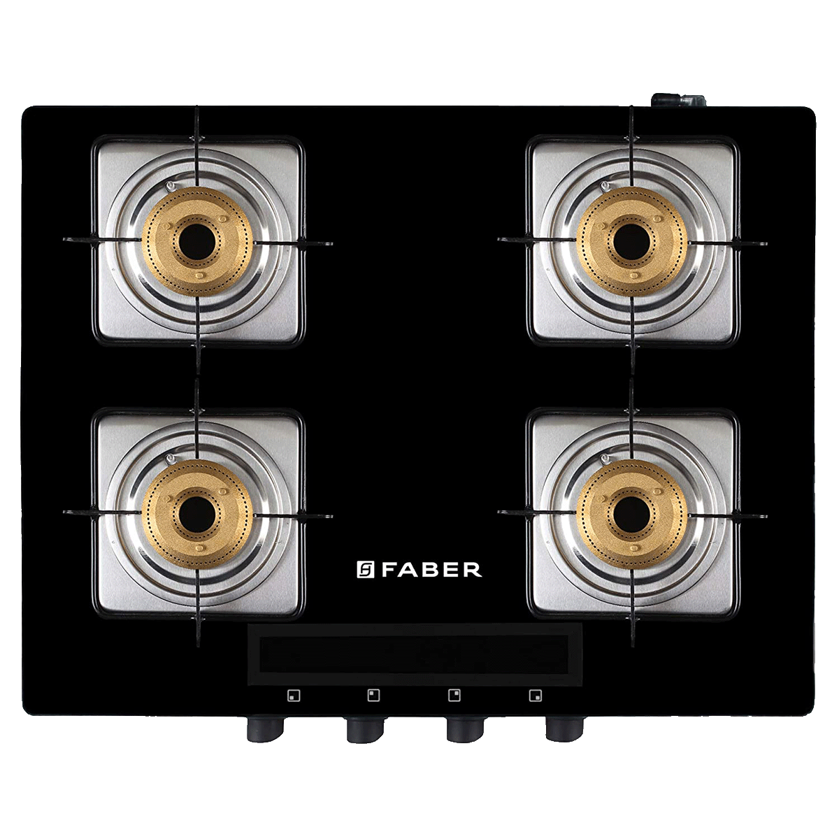 

Faber Blaze 4 Burner Tempered Black Glass Gas Stove (HD 4B BK AI, Black), No color