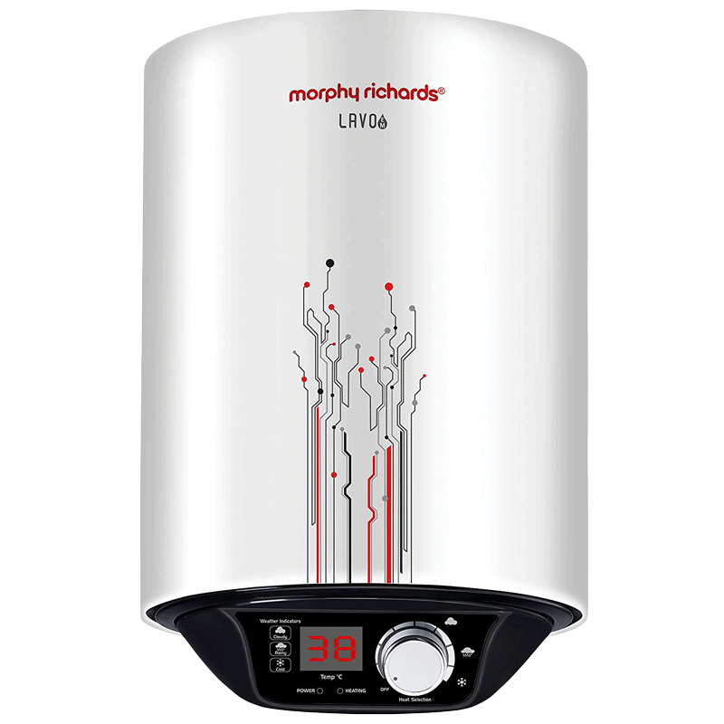 

Morphy Richards Lavo EM 25 Litres 5 Star Storage Water Geyser (2000 Watts, 840053, White), No color