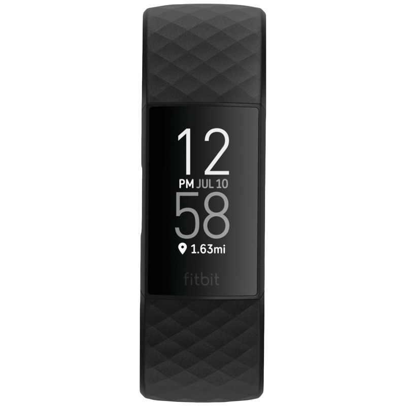Fitbit - Fitbit Charge 4 Fitness Tracker (Backlit Grayscale OLED Touchscreen, FB417BKBK, Black, Silicone Band)