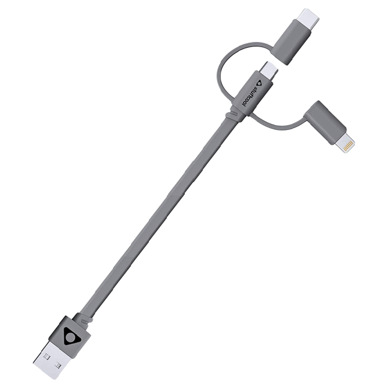 

Stuffcool 3 in 1 Type-C, Lightning, Micro USB Sync and Charge Cable (Trish, Grey), No color