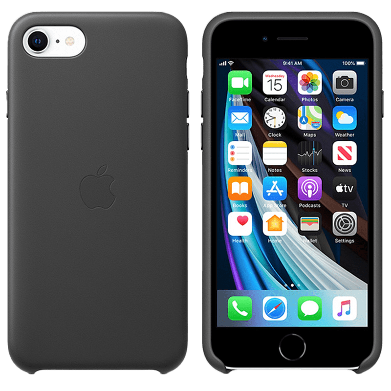 Apple iPhone SE Leather Back Case Cover (MXYM2ZM/A, Black)_1