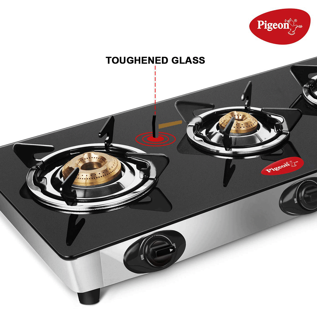 pigeon glass top gas stove