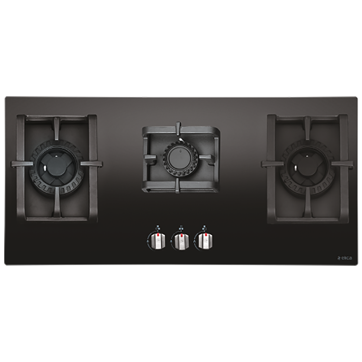 

Elica Pro MFC 3B 90 DX Swirl 3 Burner Glass Built-in Gas Hob (Automatic Ignition, 2654, Black)