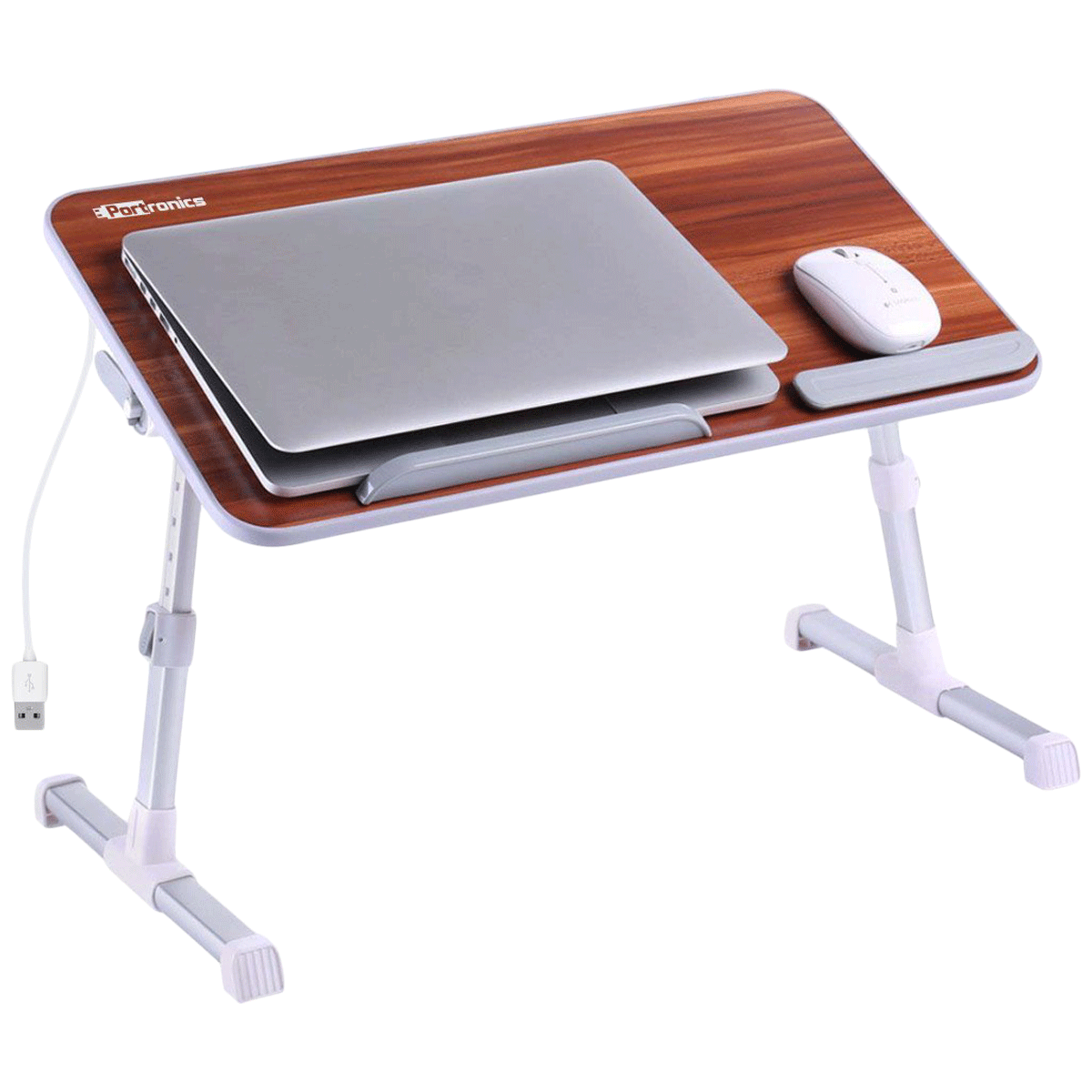 PORTRONICS My Buddy Plus Portable Laptop Stand (USB 2.0 Connector, POR-895, Brown)