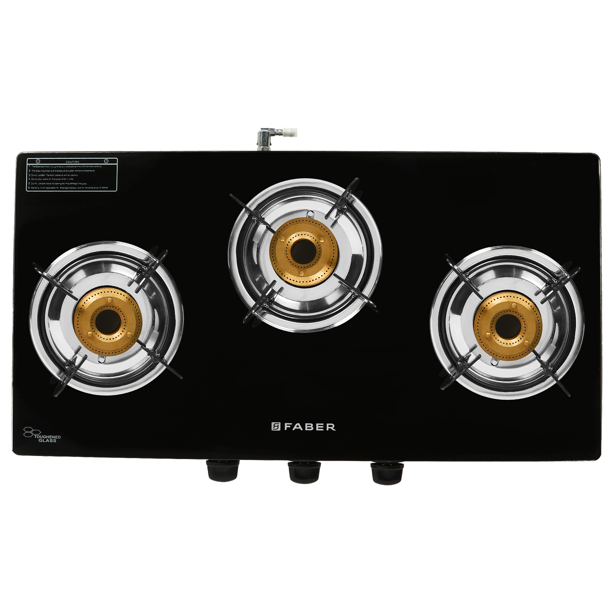 Faber Power 3BB 3 Burner Toughened Glass Gas Stove (Powder Coating Round Pan Support, 106.0629.732, Black)_1