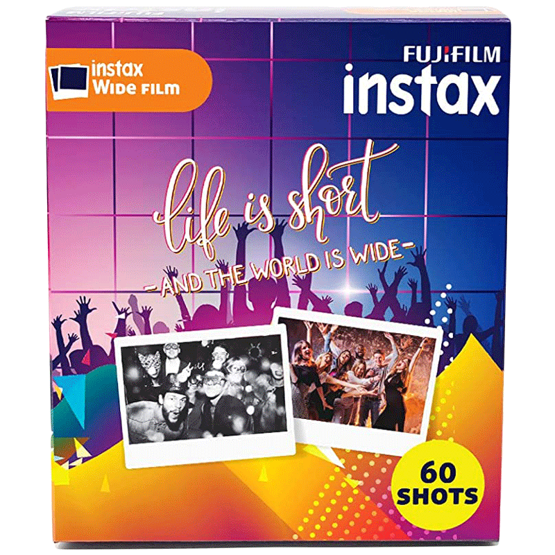 Fujifilm Instax Wide Film Sheet (108 x 86 mm) Gloss Paper (60 Shots, 450gsm, IC0087, White)_1