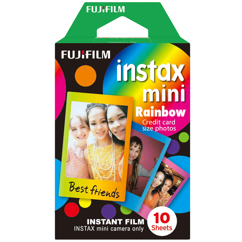 

Fujifilm Instax Mini Film Sheet (54 x 86 mm) Gloss Paper (10 Shots, 450gsm, 16276405, Rainbow Frame, Multicolour), No color