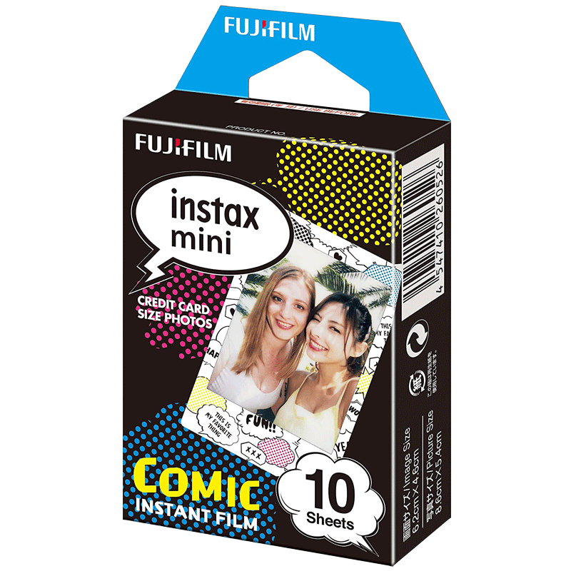 

Fujifilm Instax Mini Film Sheet (54 x 86 mm) Gloss Paper (10 Shots, 450gsm, 16404208, Comic Frame, Multicolour), No color