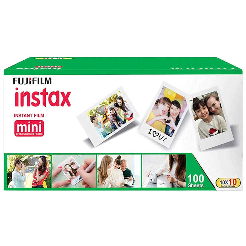 Fujifilm Instax Mini Film Sheet (54 x 86 mm) Gloss Paper (100 Shots, 450gsm, IC0006, White)_1