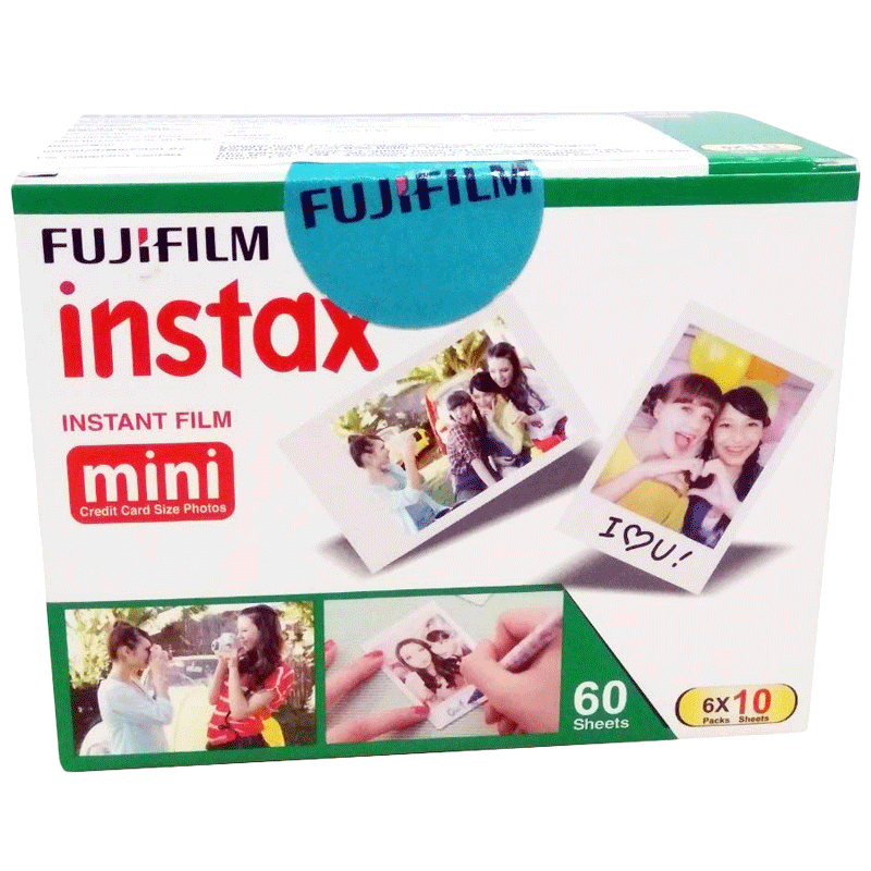 Fujifilm Instax Mini Film Sheet (54 x 86 mm) Gloss Paper (60 Shots, 450gsm, IC0026, White)_1