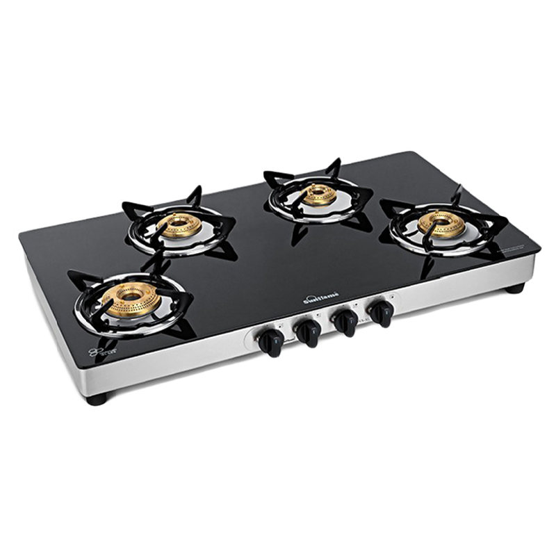 

Sunflame Crystal Nova Xl 4B 4 Burners Gas Stove (Black), No color