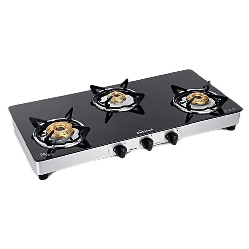 

Sunflame Crystal Nova Xl 3B 3 Burners Gas Stove (Black), No color