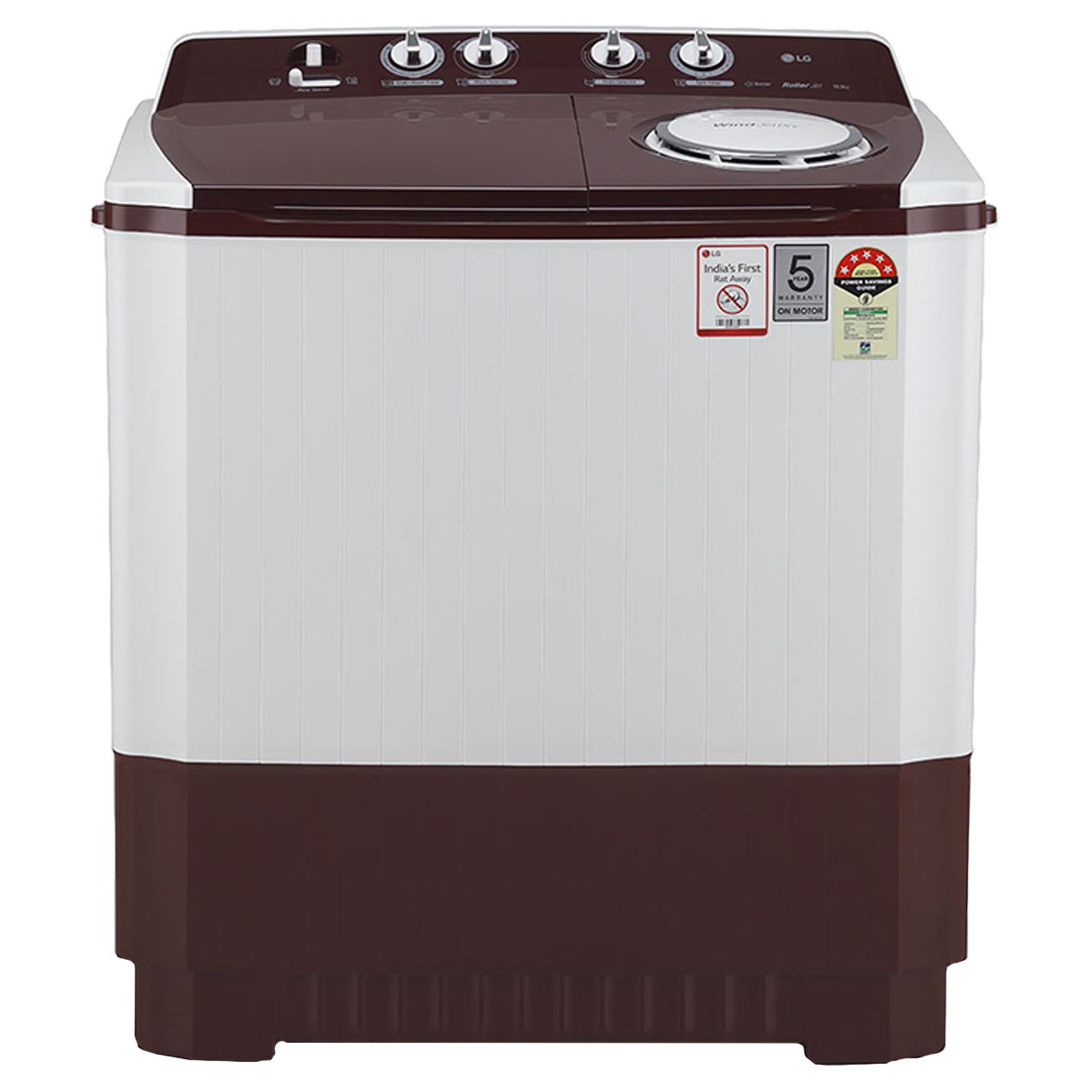 LG 10 kg 5 Star Semi-Automatic Top Load Washing Machine (Roller Jet Pulsator, P1040SRAZ.ABGQEIL, Burgundy)_1