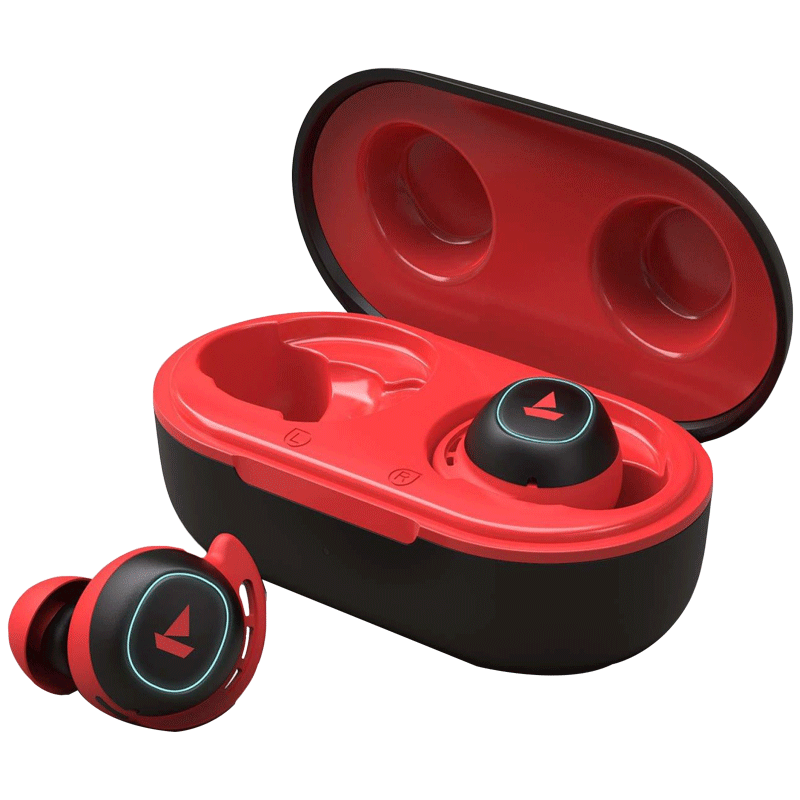 Boat Airdopes 443 In-Ear Truly Wireless Earbuds with Mic (Bluetooth 5.0, Water Resistant, Raging Red)_1