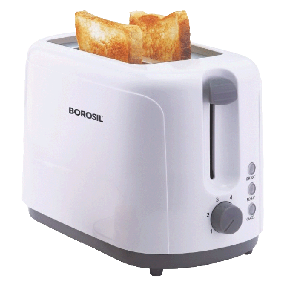 Borosil - Borosil Krispy 750 Watt 2 Slice Automatic Pop-up Toaster (Anti-skid Feet, BT0750WPW11, White)