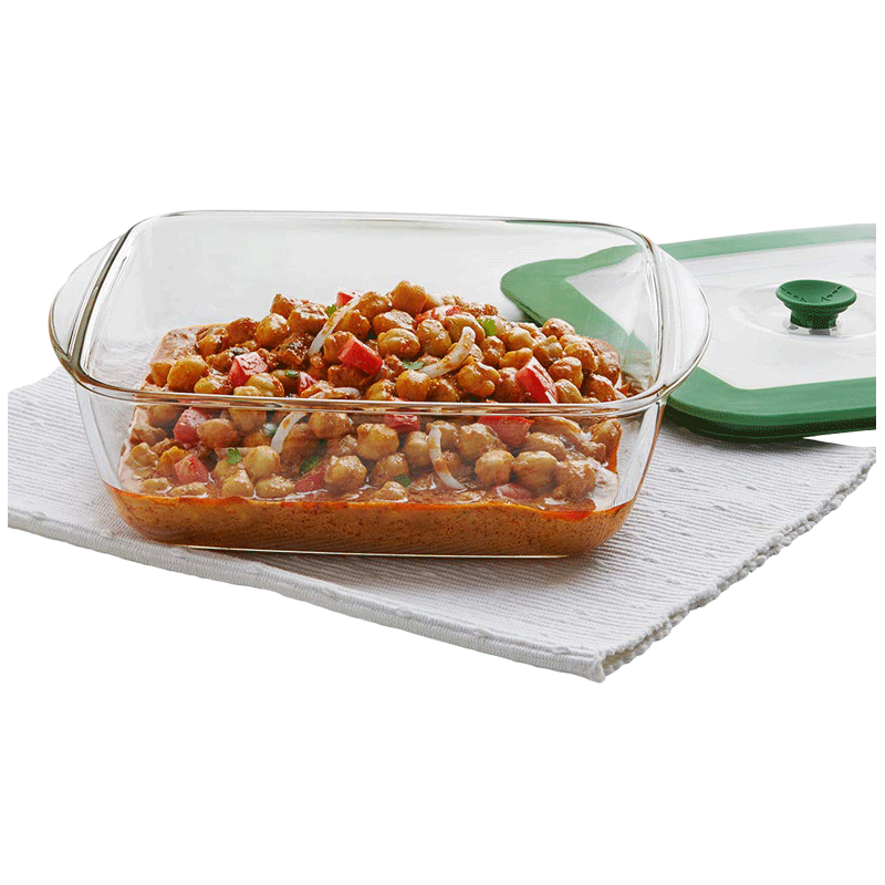 Borosil Square Dish with Lid for Microwave Oven and Refrigerator (Extreme Temperature Resistance, IYSQGRL2200, Transparent)_4