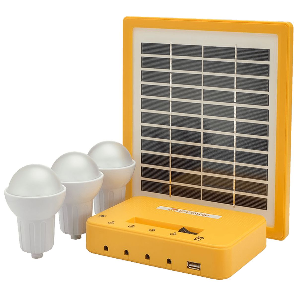 Agni Solar Home Lighting Kit 3 4 Watts Solar LED Bulb (Poly Crystalline Solar Panel, AG-301, Yellow)_1