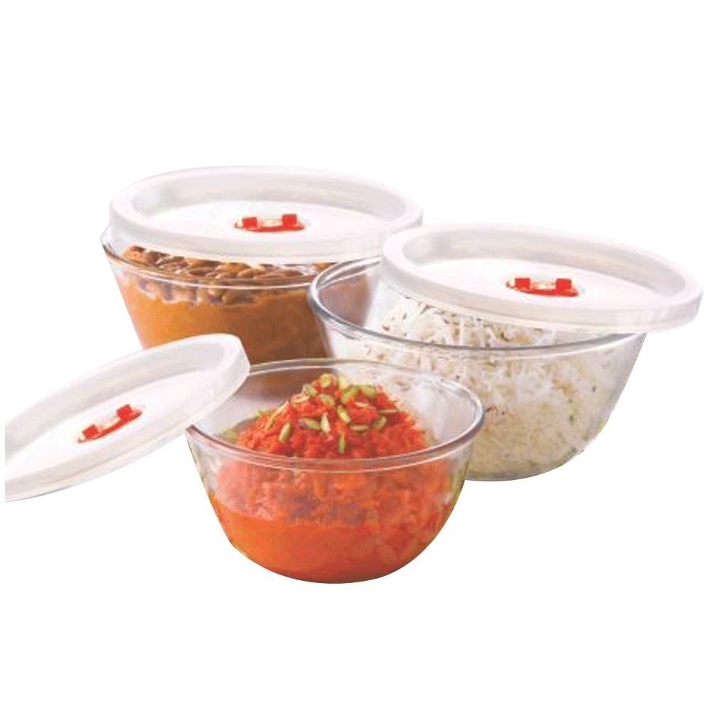 Borosil 1.3 litres Glass Mixing Bowl with Lid (Microwavable Serveware, IH22MB05213EC, Transparent)