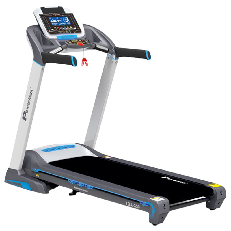 

PowerMax MaxTrek 6 HP Foldable Motorized Treadmill (Hydraulic Soft-drop System, TDA-350, Blue/Grey), No color