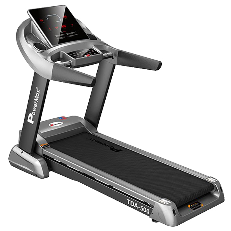 PowerMax MaxTrek 6 HP Foldable Motorized Treadmill (Hydraulic Soft-drop System, TDA-500, Grey/Black)_1