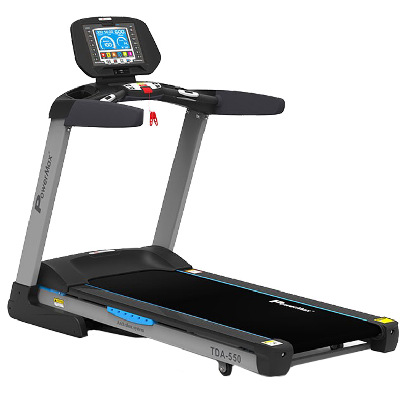 PowerMax MaxTrek 6 HP Foldable Motorized Treadmill (Hydraulic Soft-drop System, TDA-550, Blue/Grey)_1