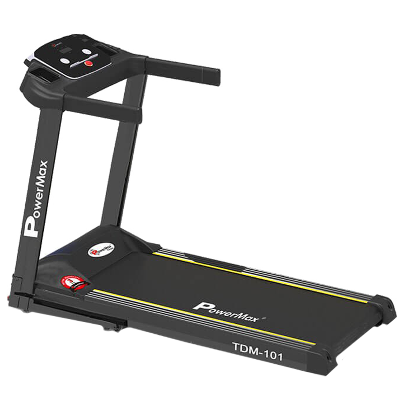 PowerMax MaxTrek 4 HP Foldable Motorized Treadmill (Anti-Bacterial Powder Coat Finish, TDM-101, Black)_1