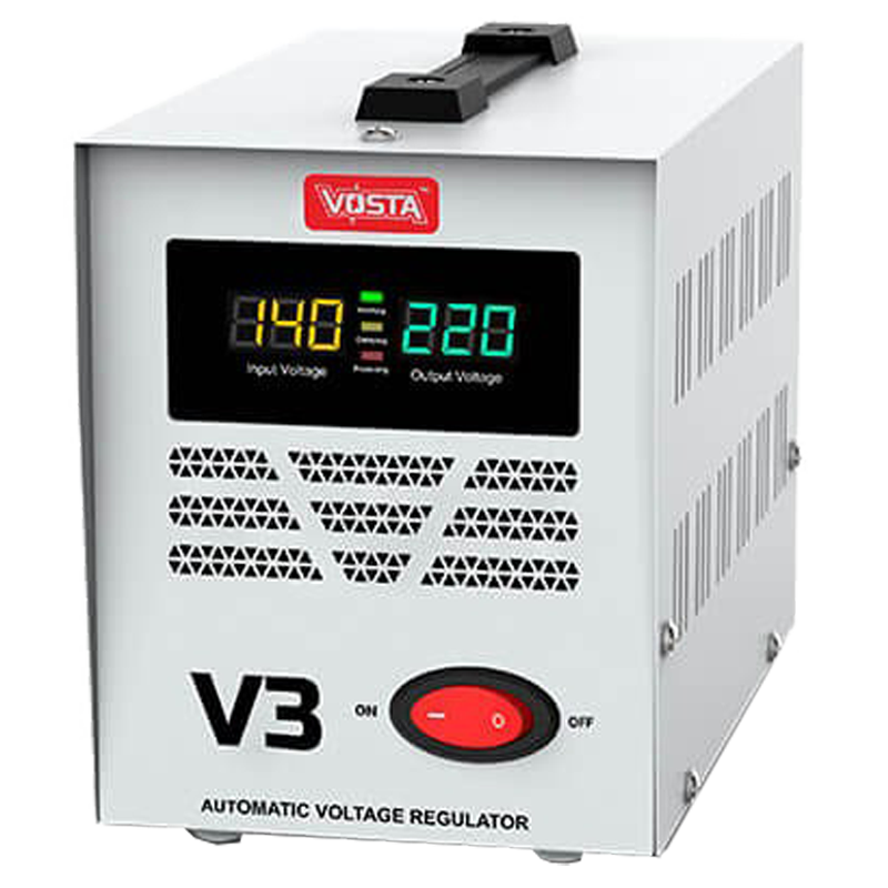 

PowerMax Vosta V3 Voltage Stabilizer Up To 5.0 HP AC/DC Motor (140 - 260 Volt Input & 220 Volt Output, Zero Cross Switching Technology, White), No color