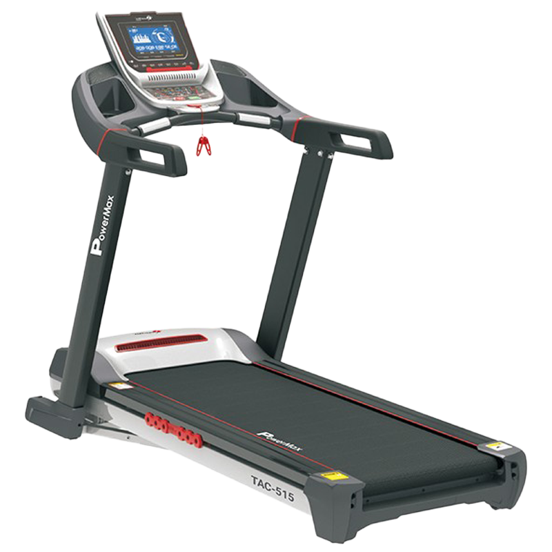 PowerMax MaxTrek 6 HP Foldable Motorized Treadmill (Hydraulic Softdrop System, TAC-515, Red/Black)_1