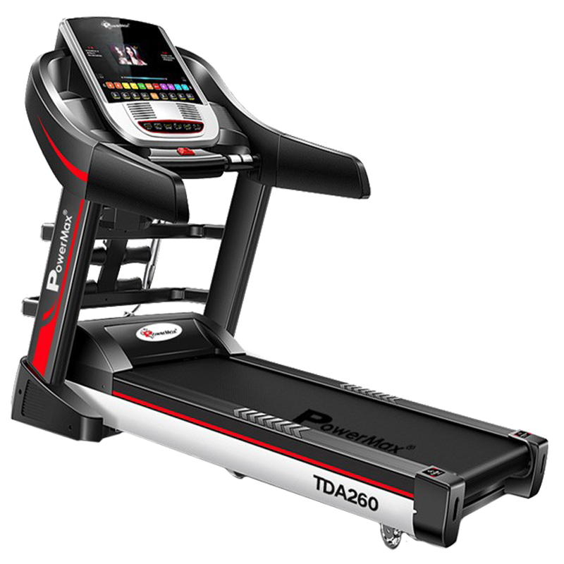 

PowerMax MaxTrek 3 HP Foldable Motorized Treadmill (Anti-Bacterial Powder Coat Finish, TDA-260, Black/Red), No color