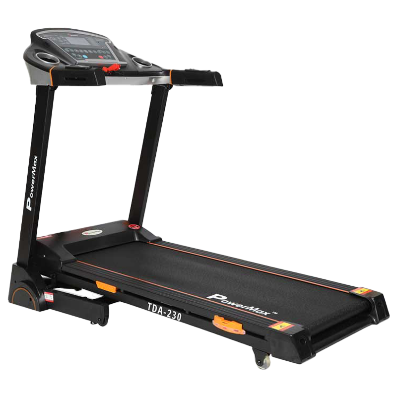 

PowerMax MaxTrek 3 HP Foldable Motorized Treadmill (Anti-Bacterial Powder Coat Finish, TDA-230, Black/Orange), No color