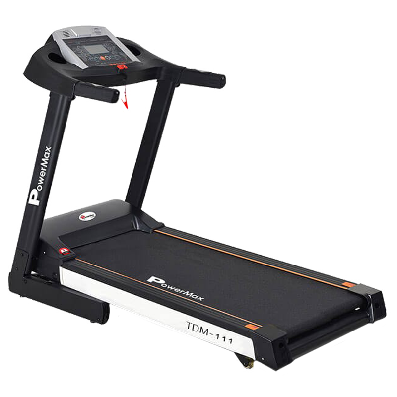 PowerMax MaxTrek 4 HP Foldable Motorized Treadmill (Anti-Bacterial Powder Coat Finish, TDM-111, Black/White)_1