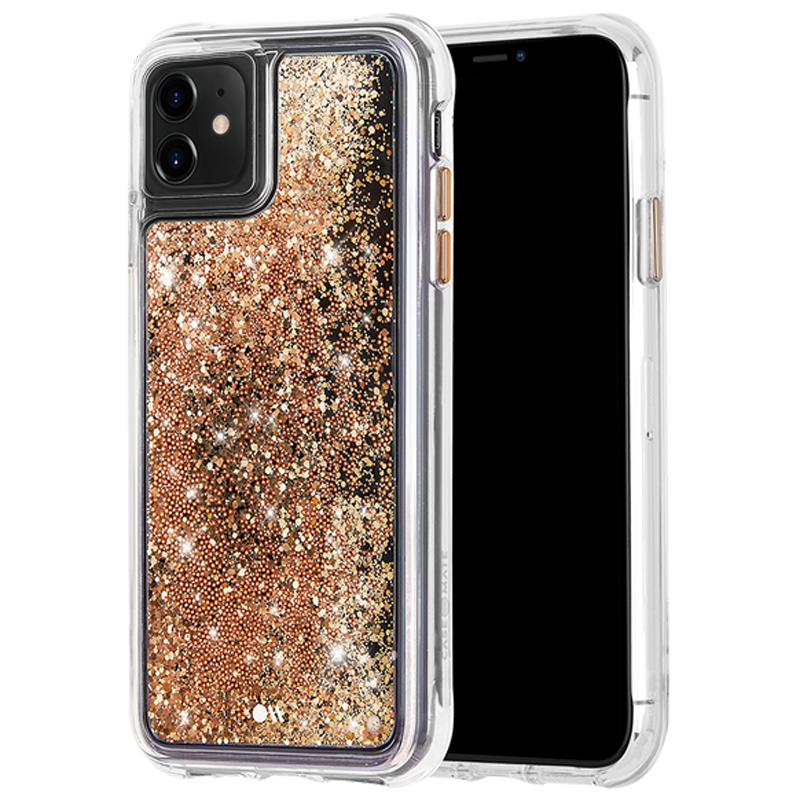 

Case-Mate Waterfall Glitter Polycarbonate Back Case Cover for Apple iPhone 11 (CM039360, Gold), No color