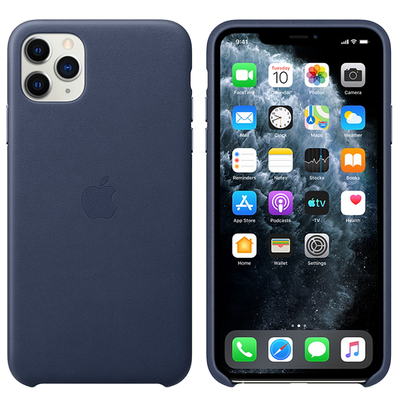 Apple iPhone 11 Pro Max European Leather Back Case Cover (MX0G2ZM/A, Midnight Blue)_1