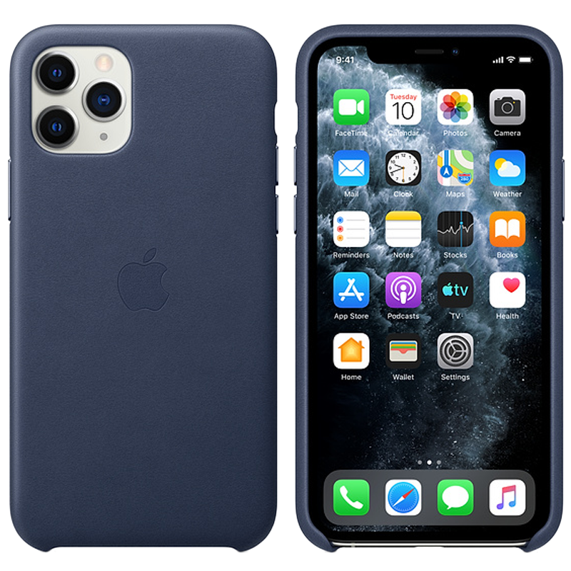 

Apple iPhone 11 Pro European Leather Back Case Cover (MWYG2ZM/A, Midnight Blue), No color