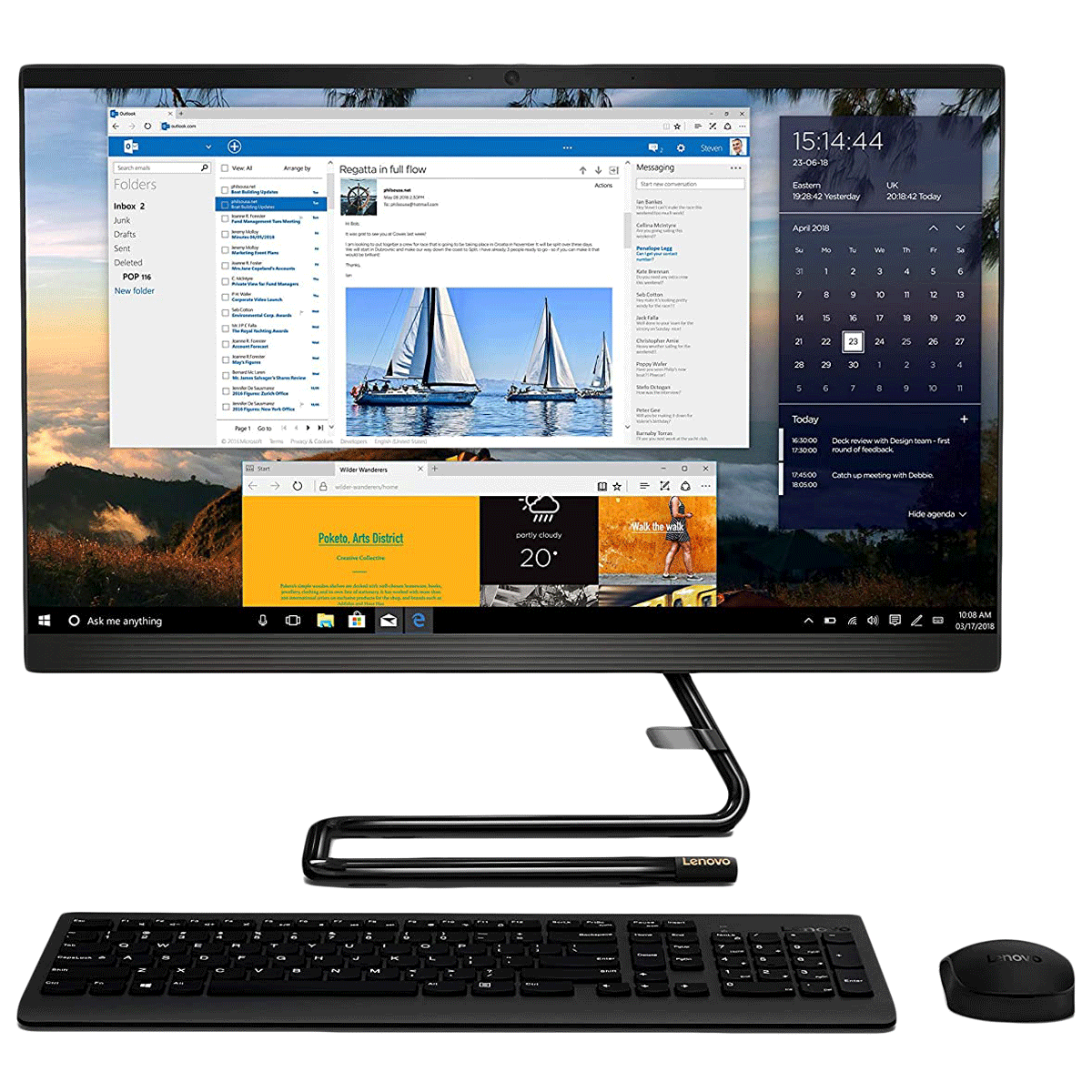 

Lenovo A340 24IWL (F0E800SSIN) Core i5 10th Gen Windows 10 Home All-in-One Desktop (8GB RAM, 1TB HDD + 256GB SSD, Intel UHD Graphics, MS Office, 60.45cm (23.8 Inches), Business Black), No color