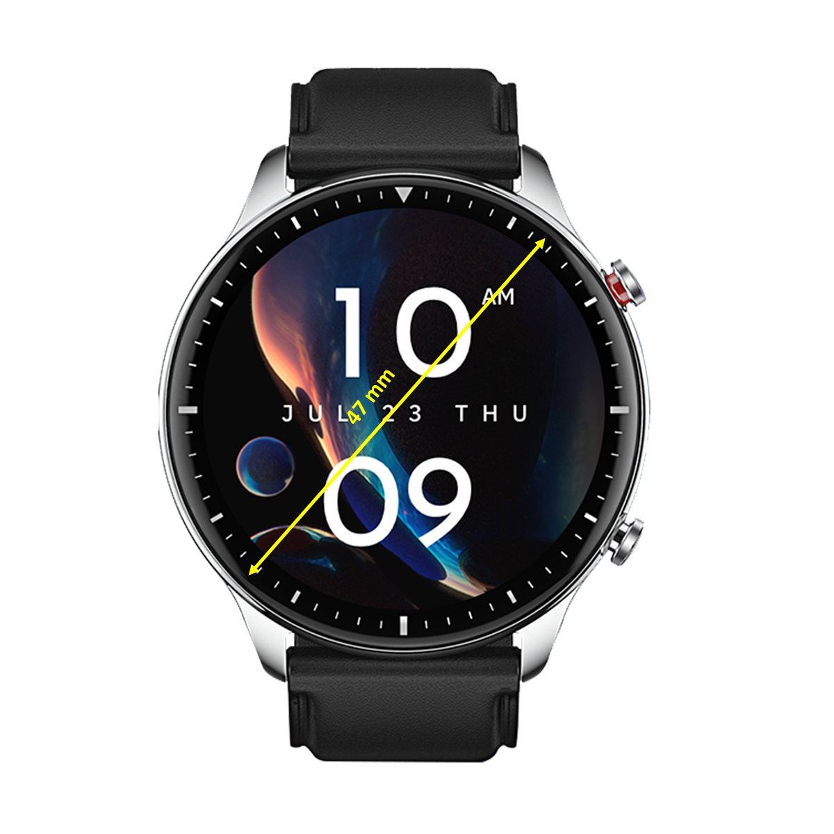 Amazfit GTR 2 Classic Edition Smart Watch (GPS, 47mm) (Always-on AMOLED Display, A1952, Silvery Black, Quick Release Silicone & Leather Strap)_3