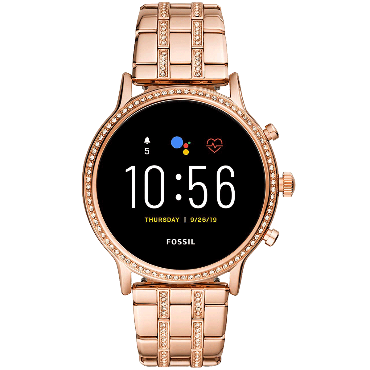 Fossil Gen 5 Julianna HR Smart Watch (GPS, 44 mm) (Water Resistance, FTW6035, Black/Rose Gold, Stainless Steel)