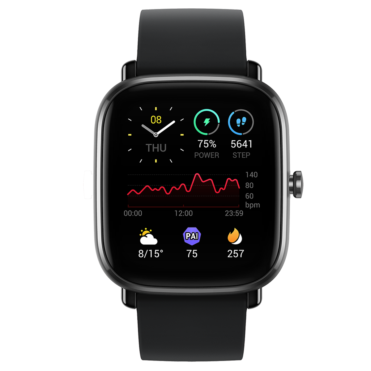 amazfit - amazfit GTS 2 Mini Smart Watch (GPS) (Always-on AMOLED Display, A2018, Midnight Black, Silicone)