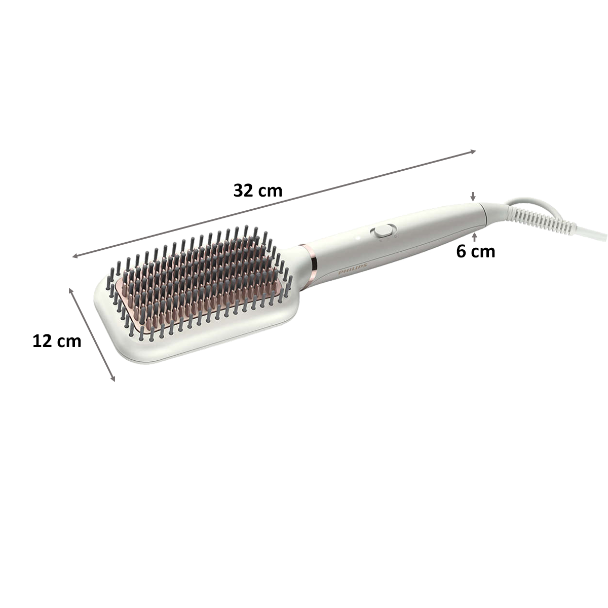 Philips Advanced Corded Heated Straightening Brush (ThermoProtect Technology, BHH880/50, Pearl White)_2