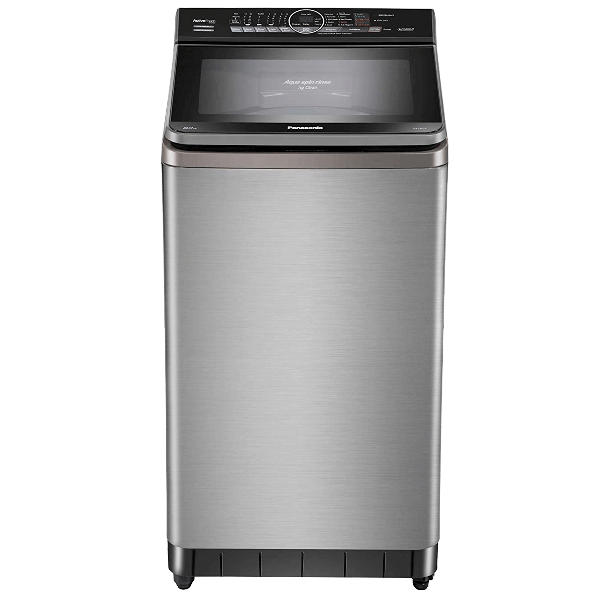 Panasonic 8 kg 5 Star Fully Automatic Top Load Washing Machine (Aqua Spin Rinse, NA-F80V9SRB, Stainless Steel)_1