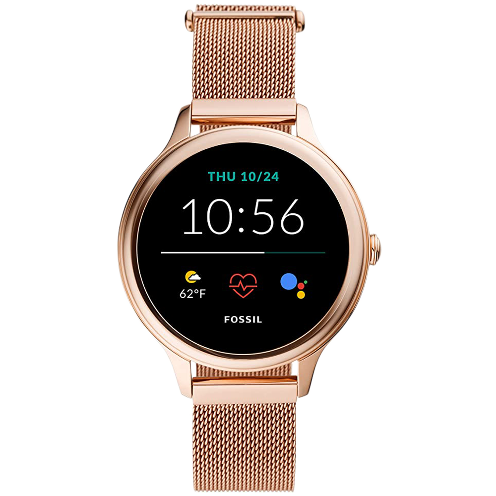 Fossil Gen 5E Smart Watch (GPS, 42mm) (Water Resistance, FTW6068, Rose Gold, Stainless Steel Mesh)