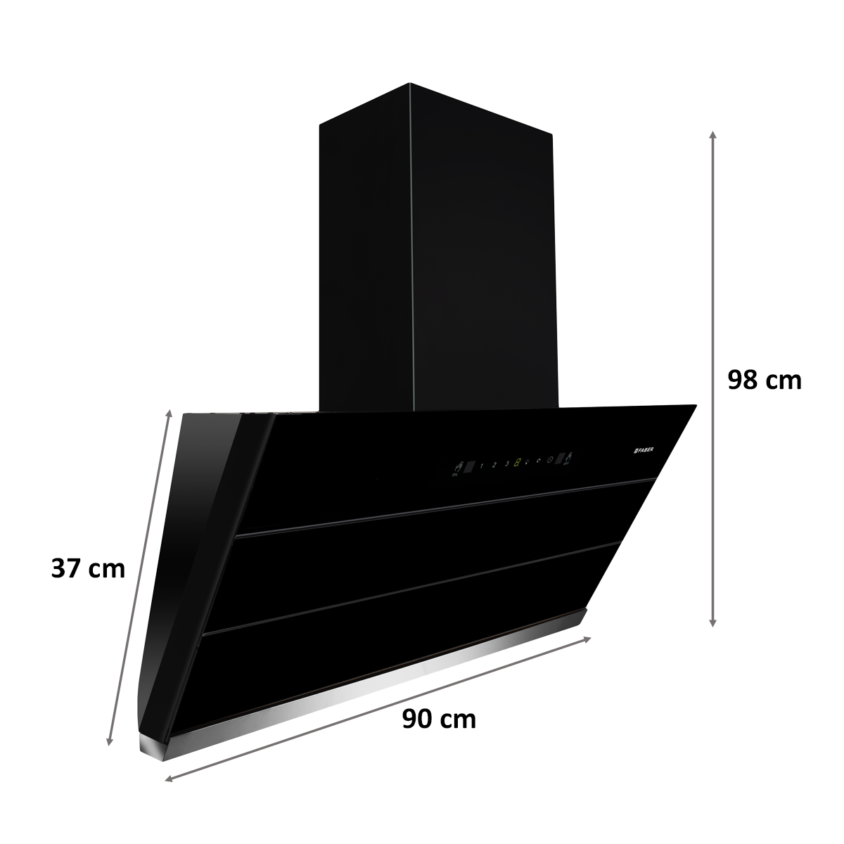 Faber Zenith FL SC AC 1350 m³/hr 90cm Wall Mount Chimney (Filterless Technology, 330.0628.742, Black)_2
