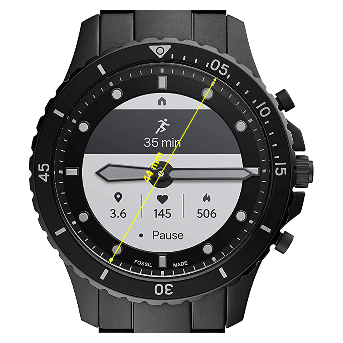 Fossil Hybrid HR FB-01 Smart Watch (44 mm) (Water Resistance, FTW7017, Black, Stainless Steel)_3