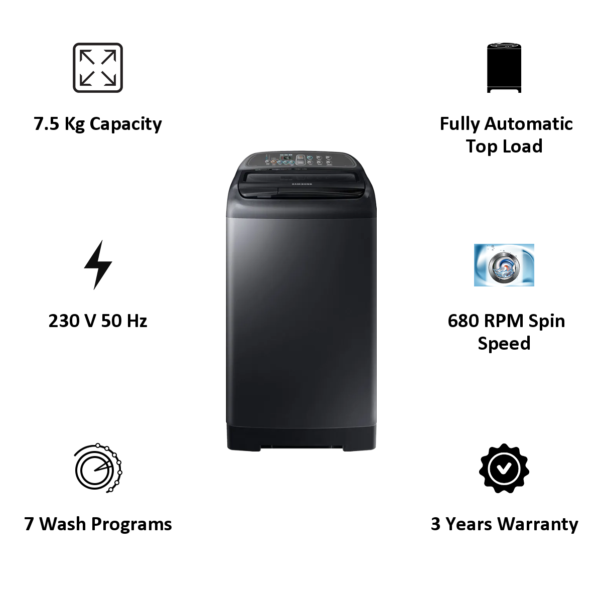 Samsung 7.5 kg Fully Automatic Top Loading Washing Machine (WA75M4400HV/TL, Black)_4