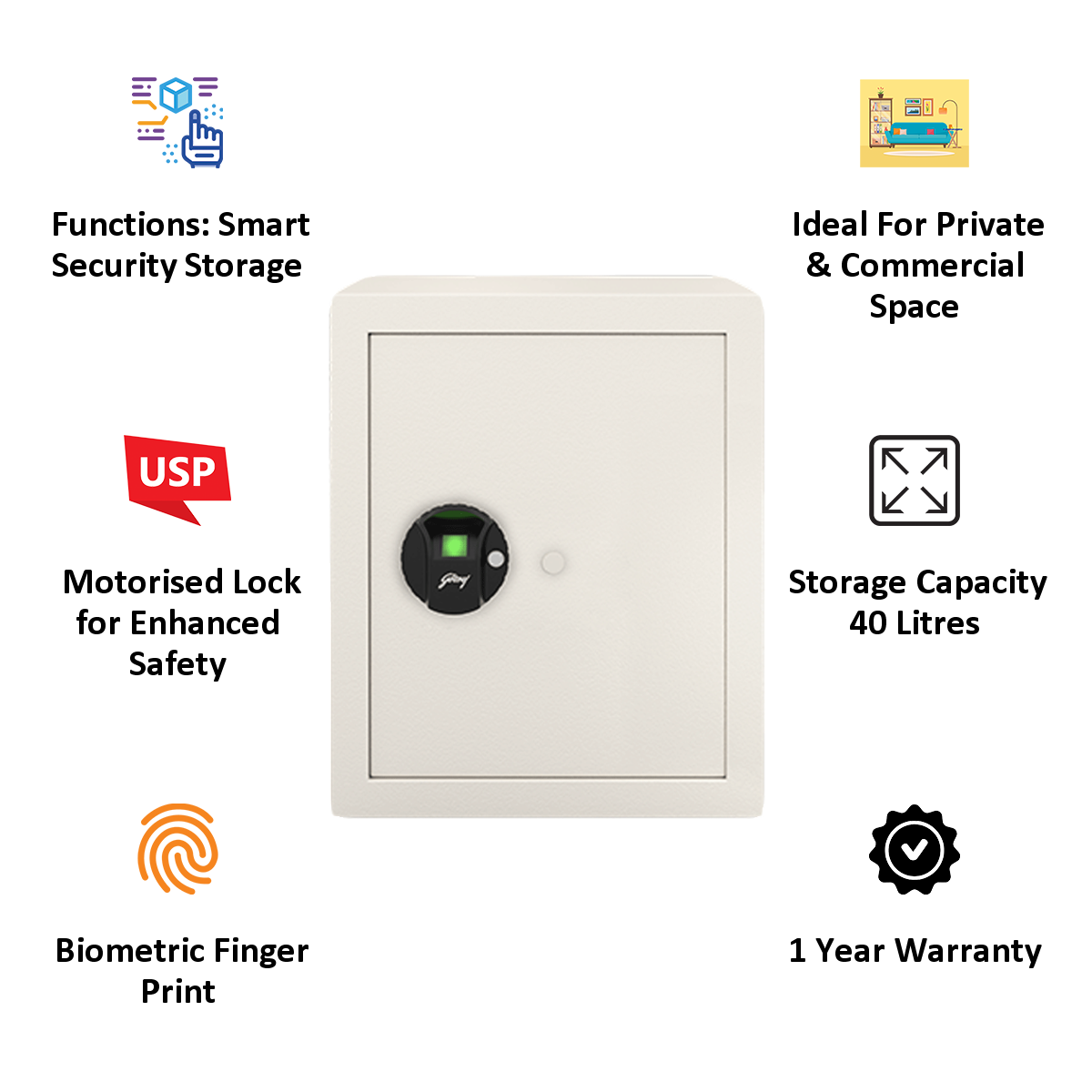 Godrej 40 Litres Safe Bio Smart Locks (NX Pro, Ivory)_4