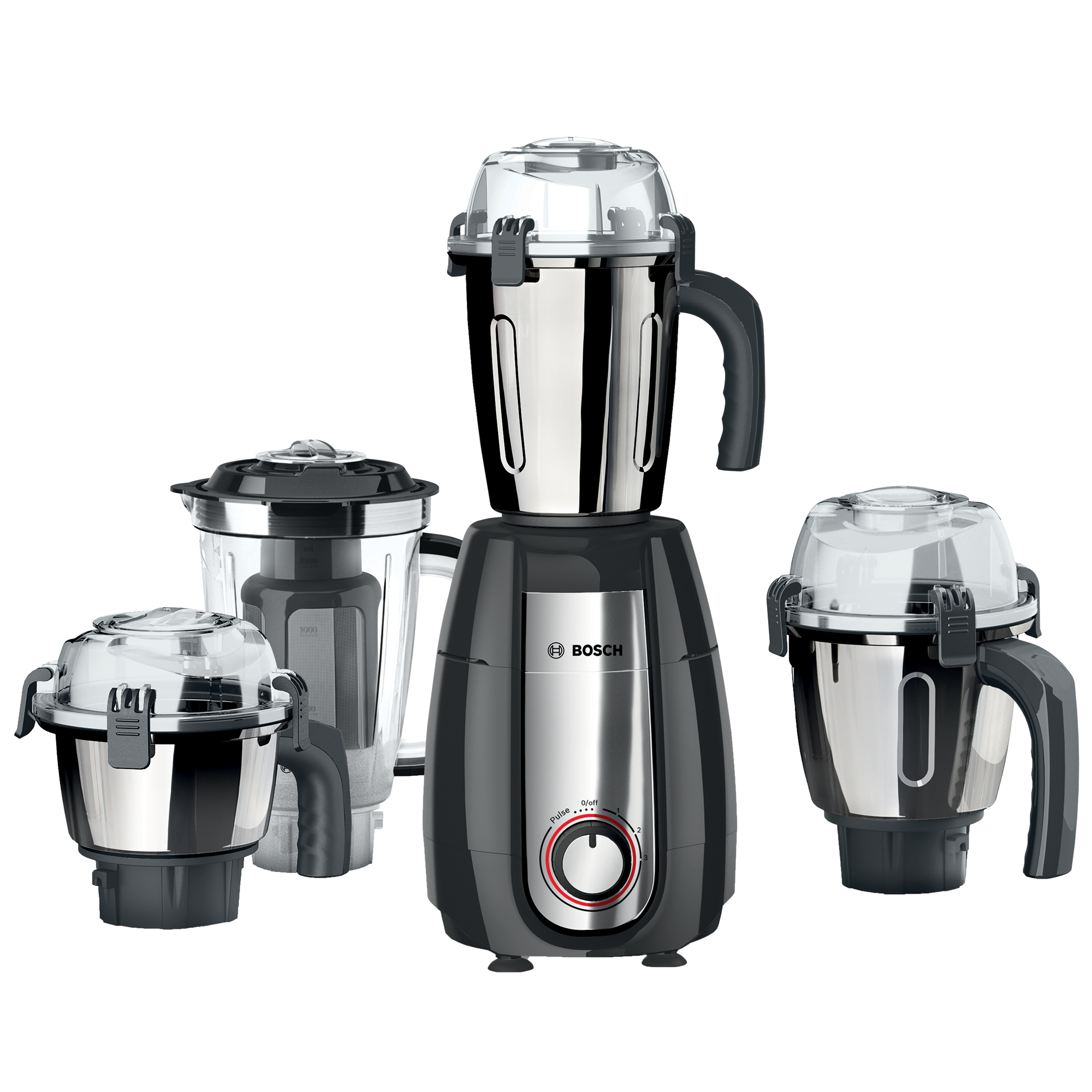 

Bosch TrueMixx Pro 1000 Watts 4 Jars Mixer Grinder (Stone Pounding Technology, MGM8842GIN, Dark Grey), No color