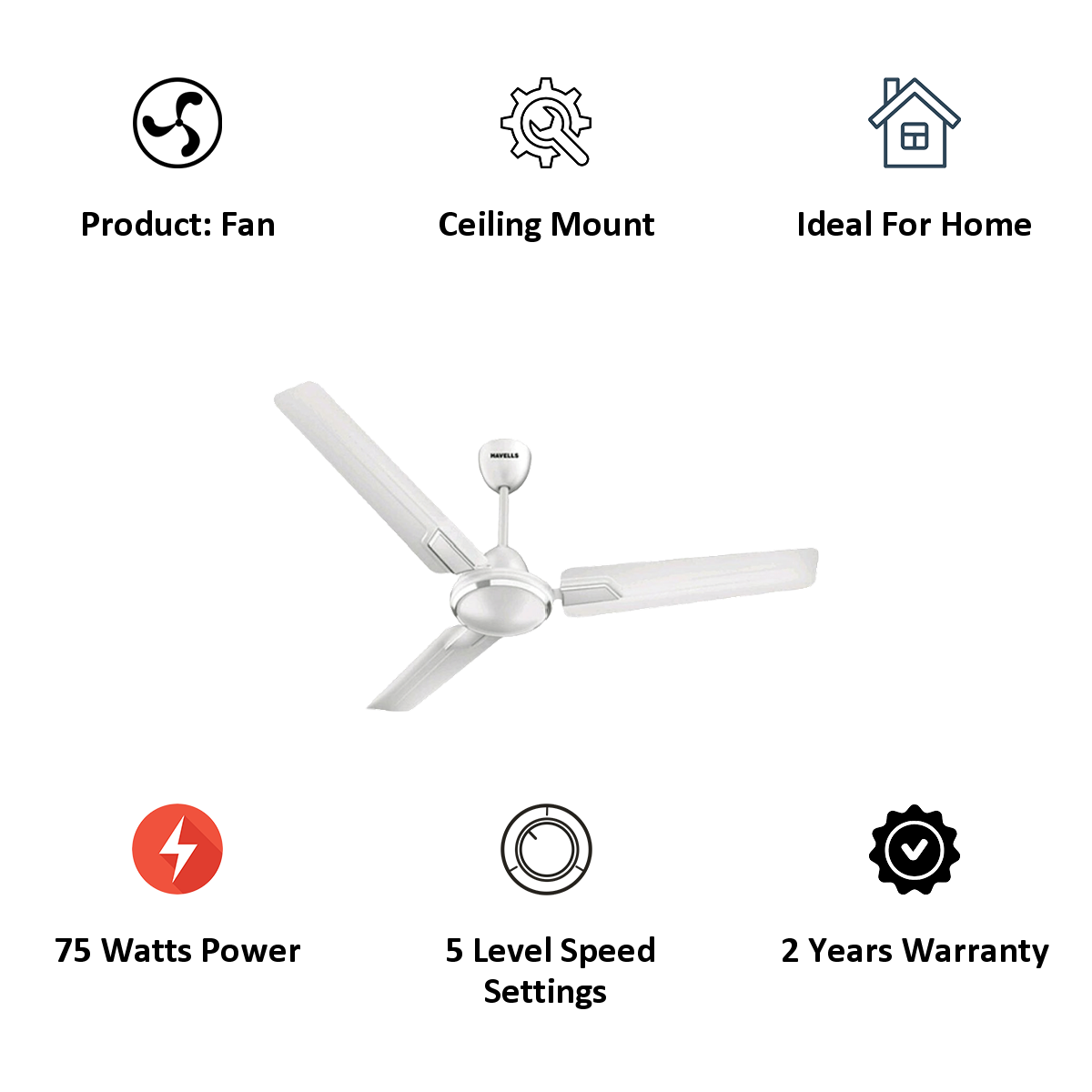 Havells 120 cm Ceiling Fan (Andria, Pearl White)_3